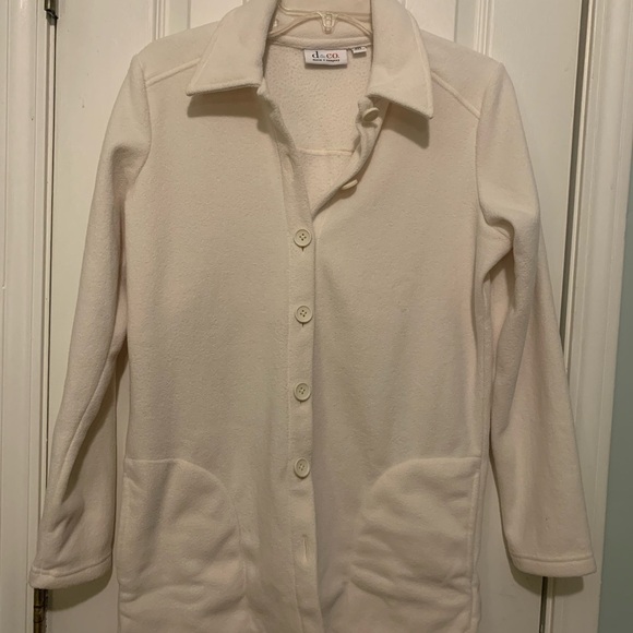 Denim & Co. cream fleece long jacket, size XXS - Picture 2 of 7
